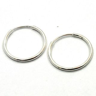 Sterling Silver 925 Earrings Thin Huggie Hoop Fashion 17mm Plain 