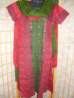 Indian Pakistani Cotton Mirror Emb Salwar Kameez Suit 44 XL CHRISTMAS 