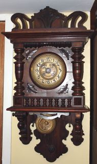 German Antique Kienzle Wall Pendumlum Clock. Early 1900s WORKS 