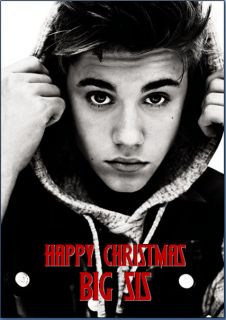 justin bieber personalised christmas birthday card a5 