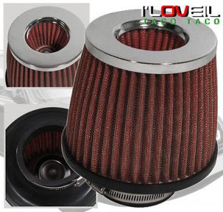 universal high flow dry cone air intake filter red