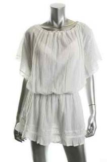 Famous Catalog NEW White Cotton Flyaway Eyelet Blouson Dress Cover Up 