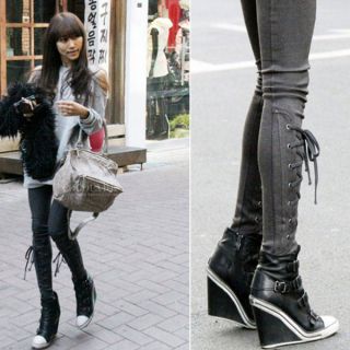 New lady Cross Tide Slim Lace up Leggings Pants Trousers Tights Boots 