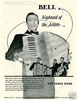 1955 bell accordions morty nevins three suns photo ad time