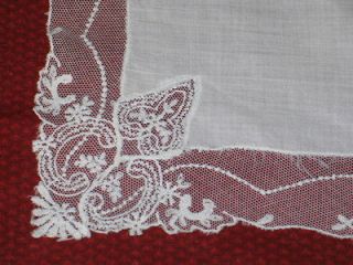 stunning vtg antique net lace handkerchief hanky bridal time left