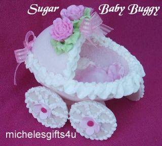   Gum Paste Baby Buggy Carriage Bassinet Icing Flowers Cake Decoration