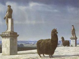 carel willink lamas 1954 fantasy postcard from canada 