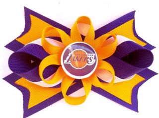 los angeles lakers hair bow on an alligator clip nba