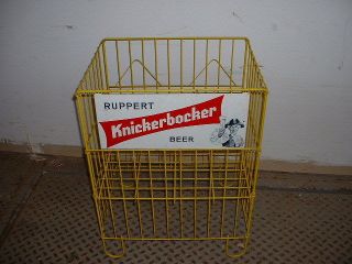   STORE DISPLAY RUPPERT KNICKERBOCKER BEER WIRE RACK w/ METAL SIGN