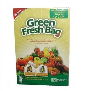 Pk 10 Reusable FRESH GREEN BAGS For FOOD, FRUIT, PRODUCE and 