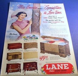 1950 Lane Cedar Hope Chest Ad ~ 7 styles ~ Miss America Jacque Mercer 
