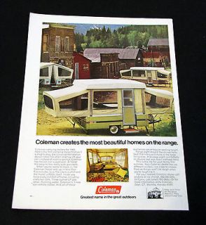 COLEMAN Pop Up Camping Trailer 1969 Vintage Print Ad OUTDOOR LIFE 