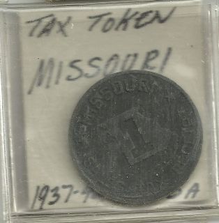 Missouri Tax Token receipt metal, One vintage authentic sales tax 