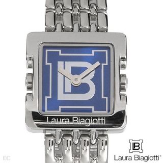 LAURA BIAGIOTTI Watch Stainless Steel Blue Logo Dial Retail $350