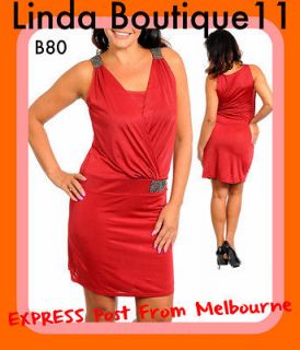B80 New Womens Red Formal Corporate Day Evening Party Work Dress Sz 12 