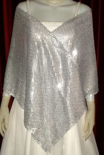silver sequins bolero wrap scarf stole jacket new time left