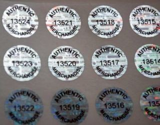   authentic merchandise hologram labels stickers match set numbered time