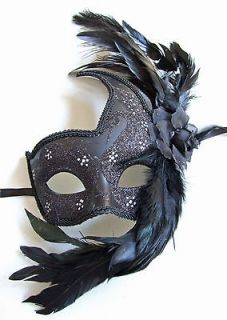 Black Rose Venetian Mask Mardi Gras Masquerade Halloween Prom Costume 