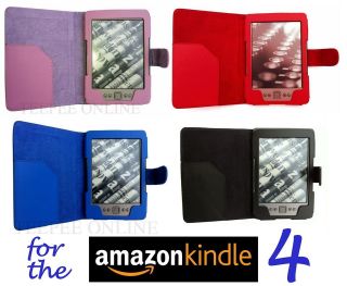 for  KINDLE 4 WiFi SUPERIOR LEATHER CASE COVER WALLET WITH FULL 
