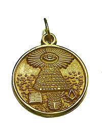 Free Mason Masonic Pyramid Gold plated over Sterling Silver ALL SEEING 