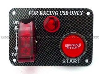 Carbon Fibre Ignition Toggle Switch Engine Start Push Starter Button 
