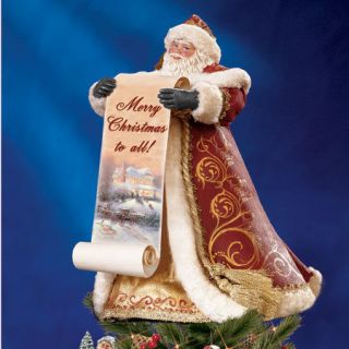 Thomas Kinkade Santa Tree Topper with Holiday Art Free Ship USA