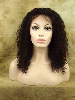 Lace Front 100% Indian Remy Human Hair Wig 16 Curly Brown Size Medium