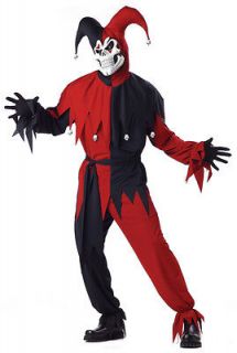 EVIL Court JESTER Renaissance RED Harlequin Costume Men M L XL