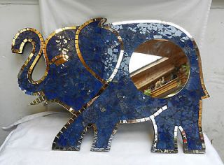 large blue glass mosaic elephant wall hanging mirror  29 00 