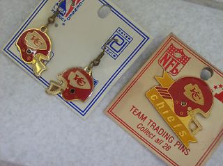 NEW vintage KC CHIEFS Hat Pin & Earrings   NFLP 1985 by Peter David 