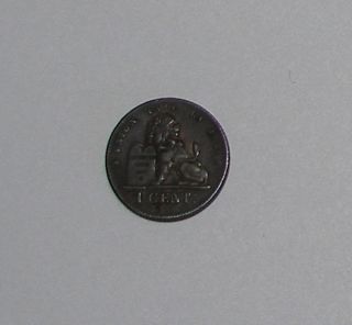 belgium 1876 one 1 cent coin leopold ii roi des