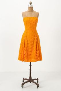 ANTHROPOLOGIE Maeve LASSE DRESS Orange 4 6 Eyelet Strapless Dress NWT