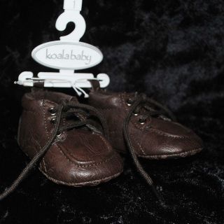 NWT Baby Boy Size 1 Dark Brown Lace Up Dress Shoes from Koala Baby