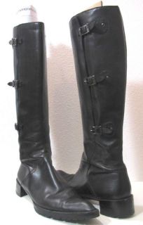 BALLIN Womens Black Gorgeous Italian Leather Tall Buckle Boots $500 sz 