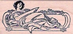 Newly listed New MAGENTA RUBBER STAMP Female reclining Goddess woman 