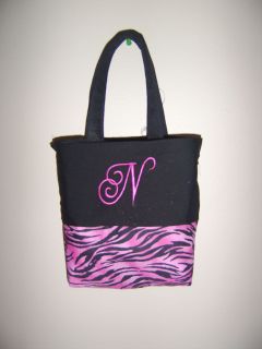 personalized girls black pink zebra print tote bag time left