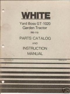 white gt 1020 garden tractor parts instruct manual 