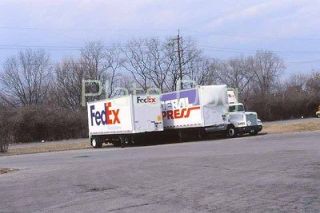 FedEx Federal Express Truck Tractor Trailer Yard Scene Fujichrome 