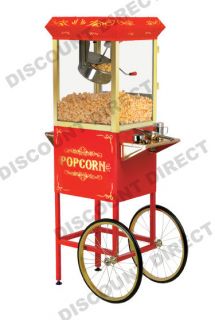ELITE 8OZ RED & GOLD CARNIVAL POPCORN TROLLEY MAKER POPPER MACHINE