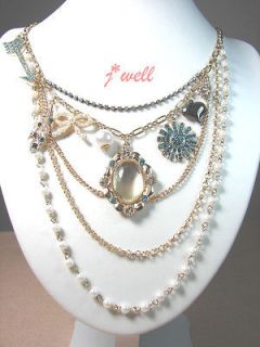   *FAIRY TALE* Magic Glass & Pearl Ribbon & Arrow & Leaf Necklace