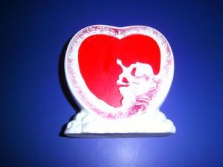    VINTAGE VALENTINE Red/White HEART PLANTER Cupid Cherub Angel Japan