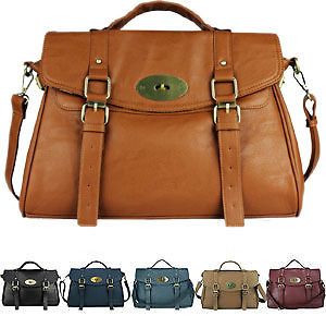 Ladies Womens Designer Leather Style Satchel Office Laptop Bag 