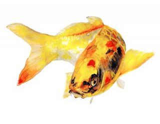 yellow koi fish watercolor print signed by artist Stephanie Kriza