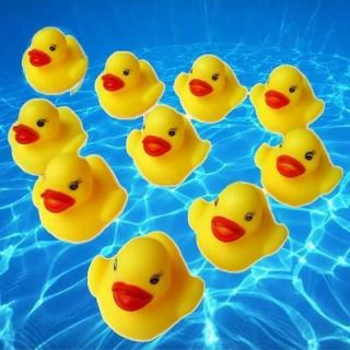 10 x cute baby bath toys rubber race duck yellow