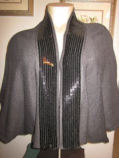 GRAY SEQUIN DETAIL BATWING SWEATER SHRUG SIZE 2X/3X OR 22/24W