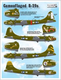 Camouflaged B 29s India, 40, 444, 462, 468 BG (1/48 decals Iliad 