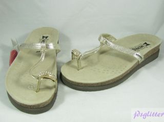 MEPHISTO Hatty Gold Thong Sandal with Crystals size 9 (39) New In Box