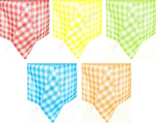 GINGHAM COTTON CHECK TABLE CLOTH COVER RED LIME GREEN ORANGE YELLOW 
