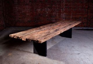 163 long Rustic Dining Table solid old wood top 45 wide spectacular