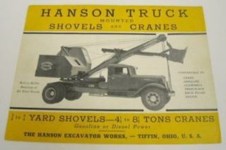 hanson c 1936 1938 truck shovel crane sales brochure time